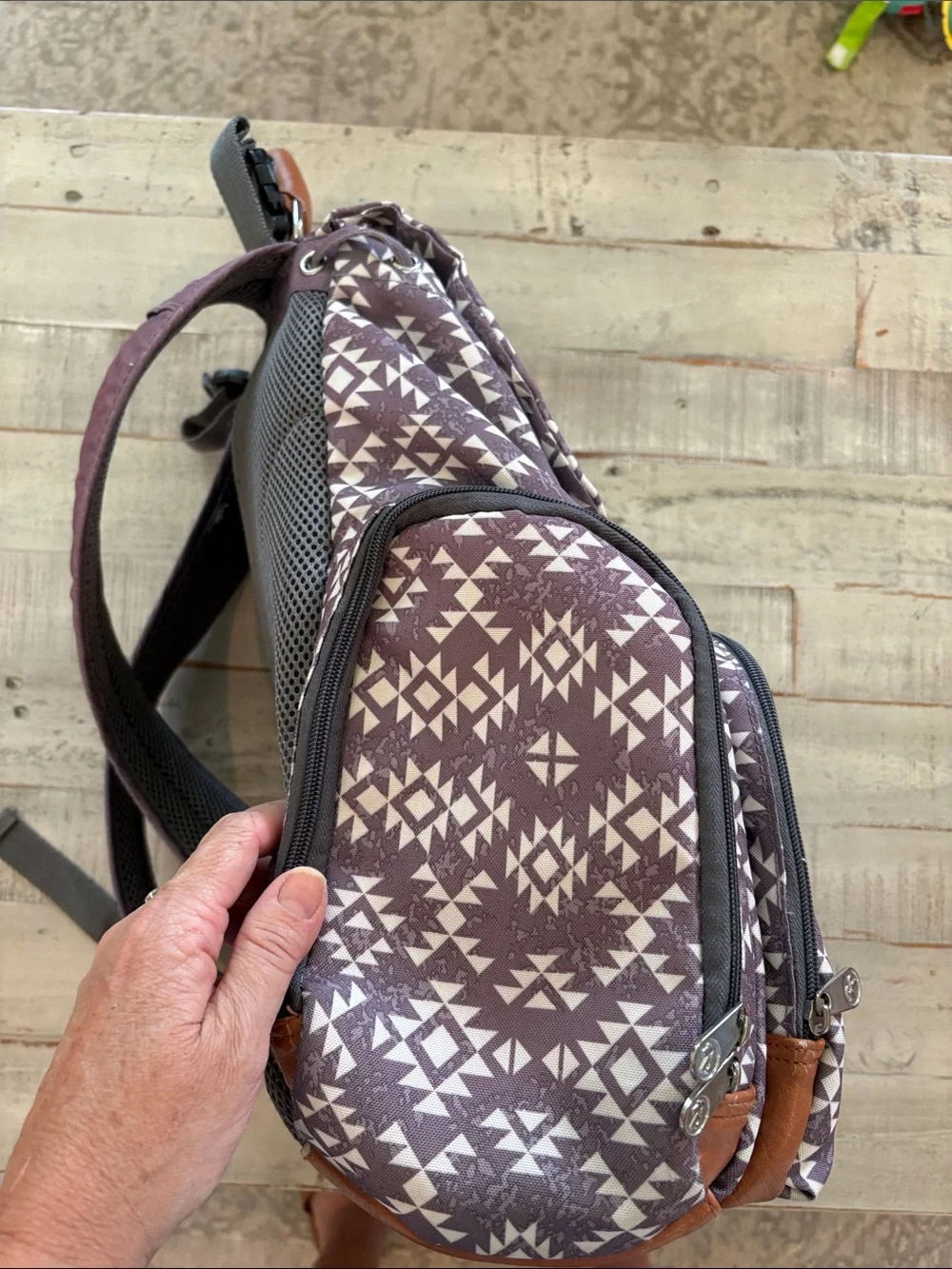 Fisher-Price Shiloh Gray and White Southwest   Diaper Bag Backpack